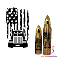 Truck Driver USA Distressed Flag Bullet Thermos