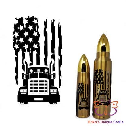 Truck Driver USA Distressed Flag Bullet Thermos
