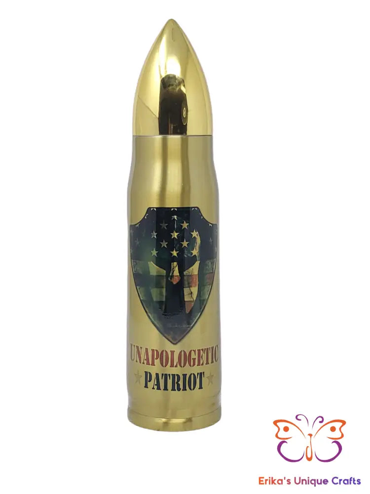 Unapologetic Patriot Shield Bullet Thermos - Erikas Crafts