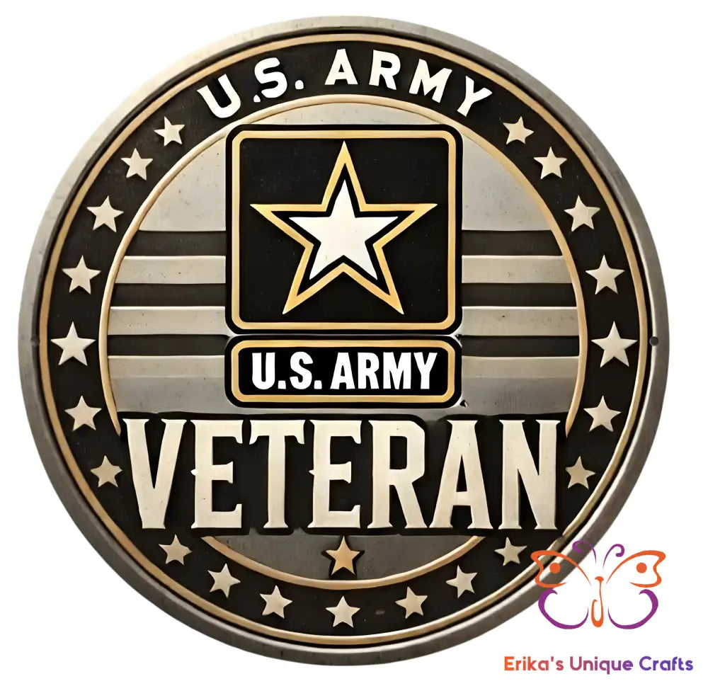US Army Veteran Round Hanging Door Sign Door Sign