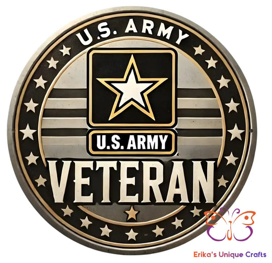 US Army Veteran Round Hanging Door Sign Door Sign