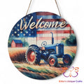 USA Farm Tractor Round Hanging Door Sign Door Sign