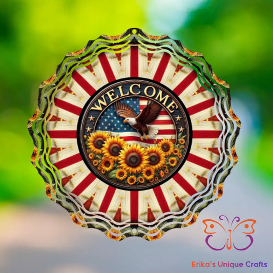 USA Welcome Eagle Wind Spinner Wind Spinner