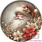 Vintage Santa Round Hanging Door Sign Door Sign