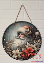 Vintage Santa Round Hanging Door Sign Door Sign