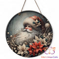 Vintage Santa Round Hanging Door Sign Door Sign