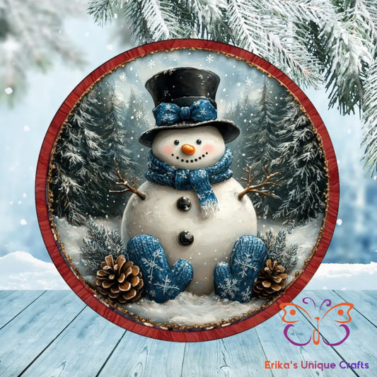 Vintage Winter Snowman Round Hanging Door Sign Door Sign