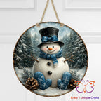Vintage Winter Snowman Round Hanging Door Sign Door Sign