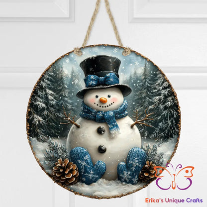 Vintage Winter Snowman Round Hanging Door Sign Door Sign