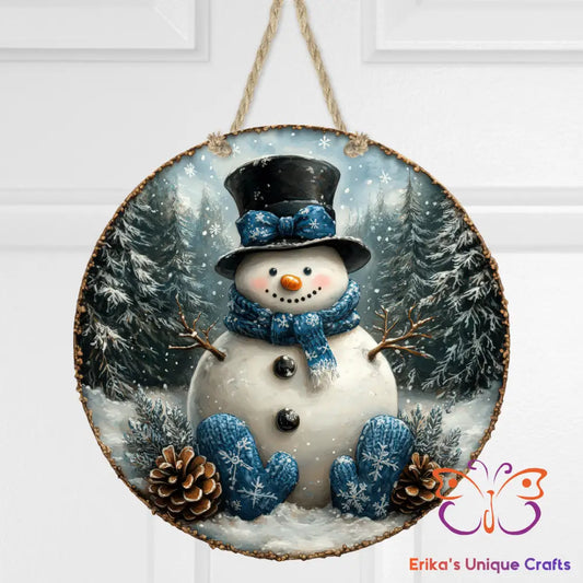 Vintage Winter Snowman Round Hanging Door Sign Door Sign