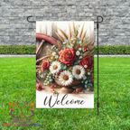Wagon Wheel Floral Flag Garden Flag - Garden Flag
