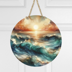 Watercolor Sea Round Hanging Door Sign - Door Sign