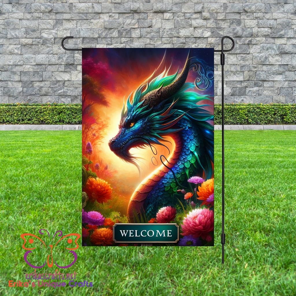 Welcome Dragon Garden Flag