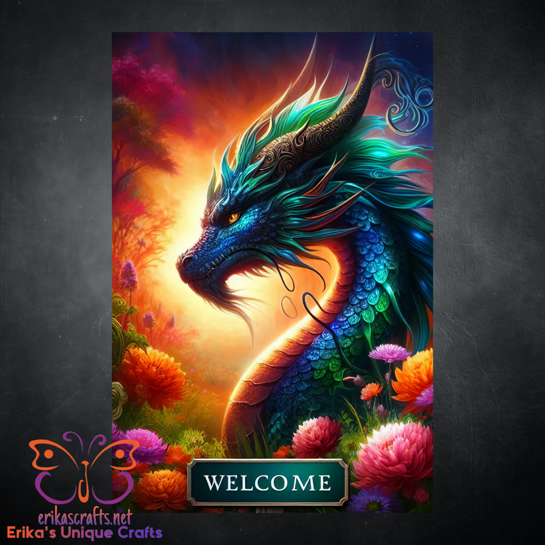 Welcome Dragon Garden Flag