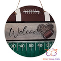Welcome Football Love Round Hanging Door Sign Door Sign