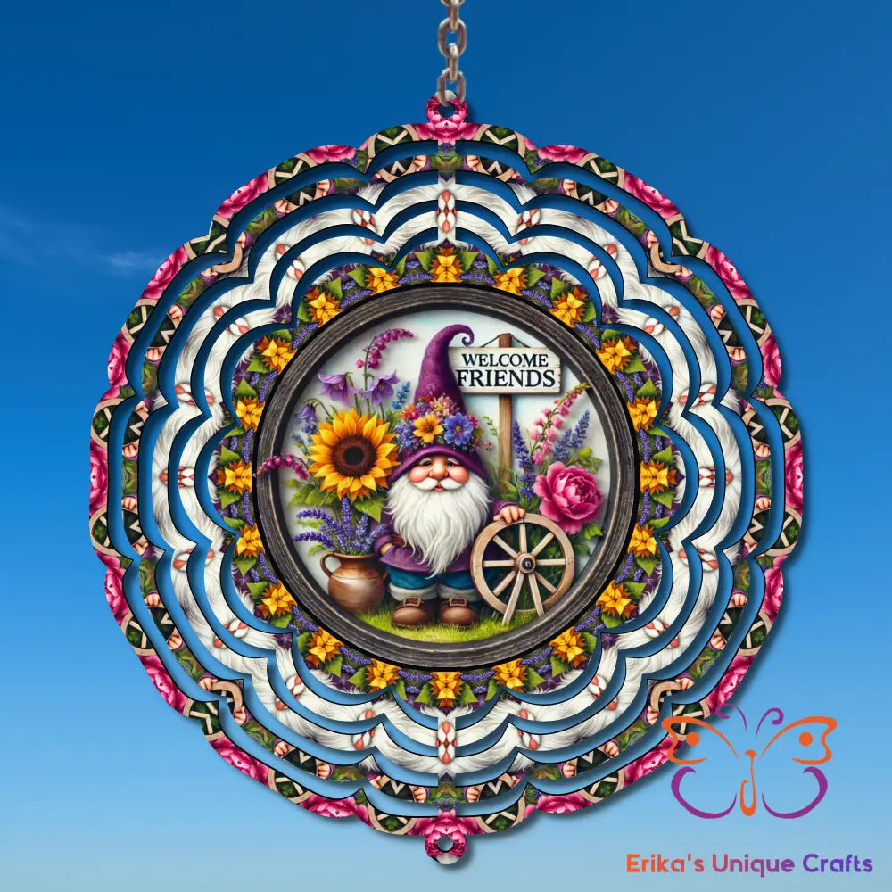 Welcome Friends Gnome Wind Spinner Wind Spinner
