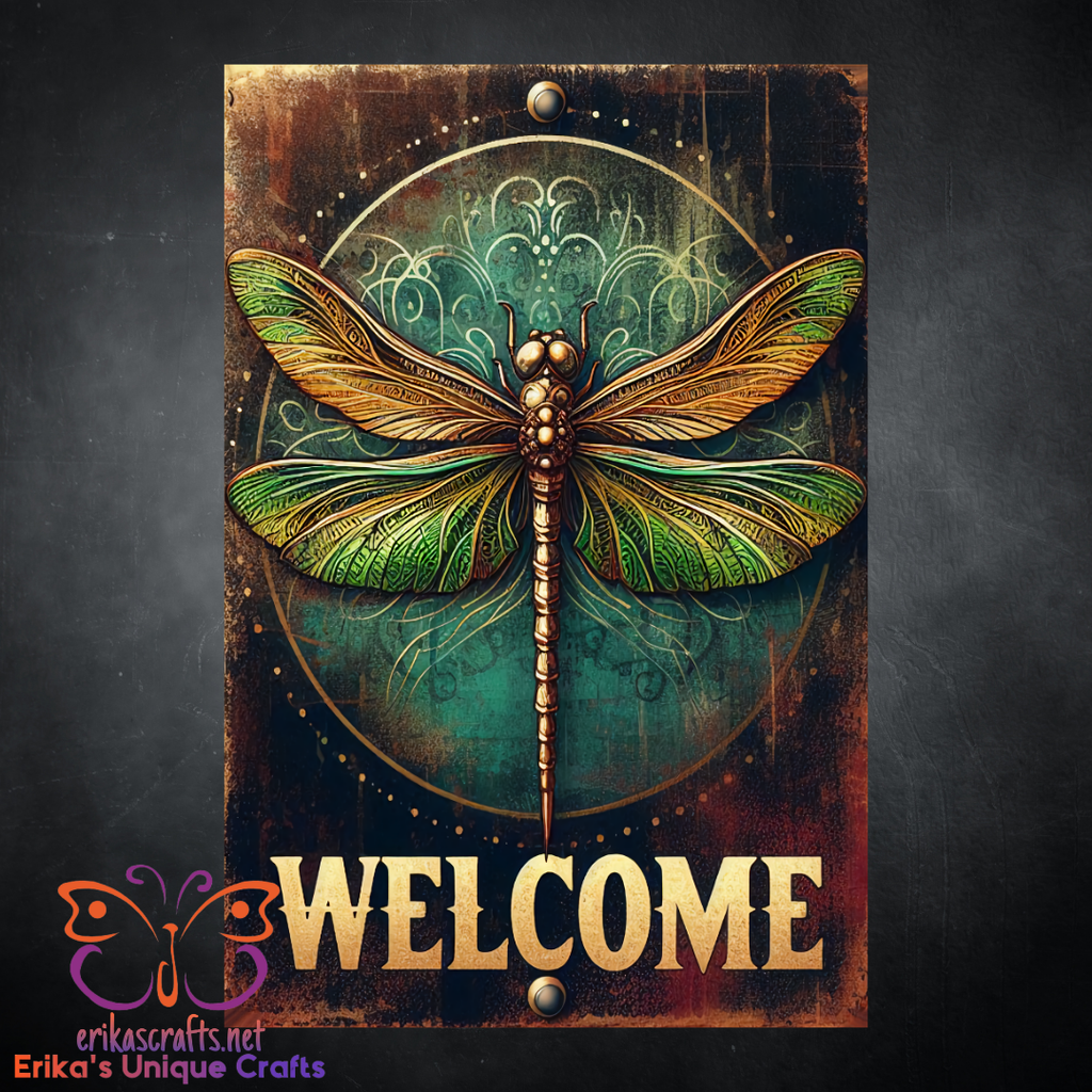 Welcome Dragonfly Garden Flag