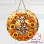 Welcome Fall Goat Metal Door Sign