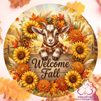 Welcome Fall Goat Metal Door Sign