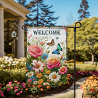 Welcome Florals and Butterflies Garden Flag - Garden Flag