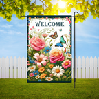 Welcome Florals and Butterflies Garden Flag - Garden Flag