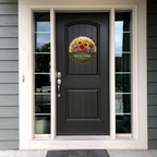 Welcome Floral Wood Metal Door Sign