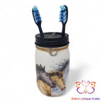 Wild Horses Mason Jar Toothbrush Holder Mason Jar