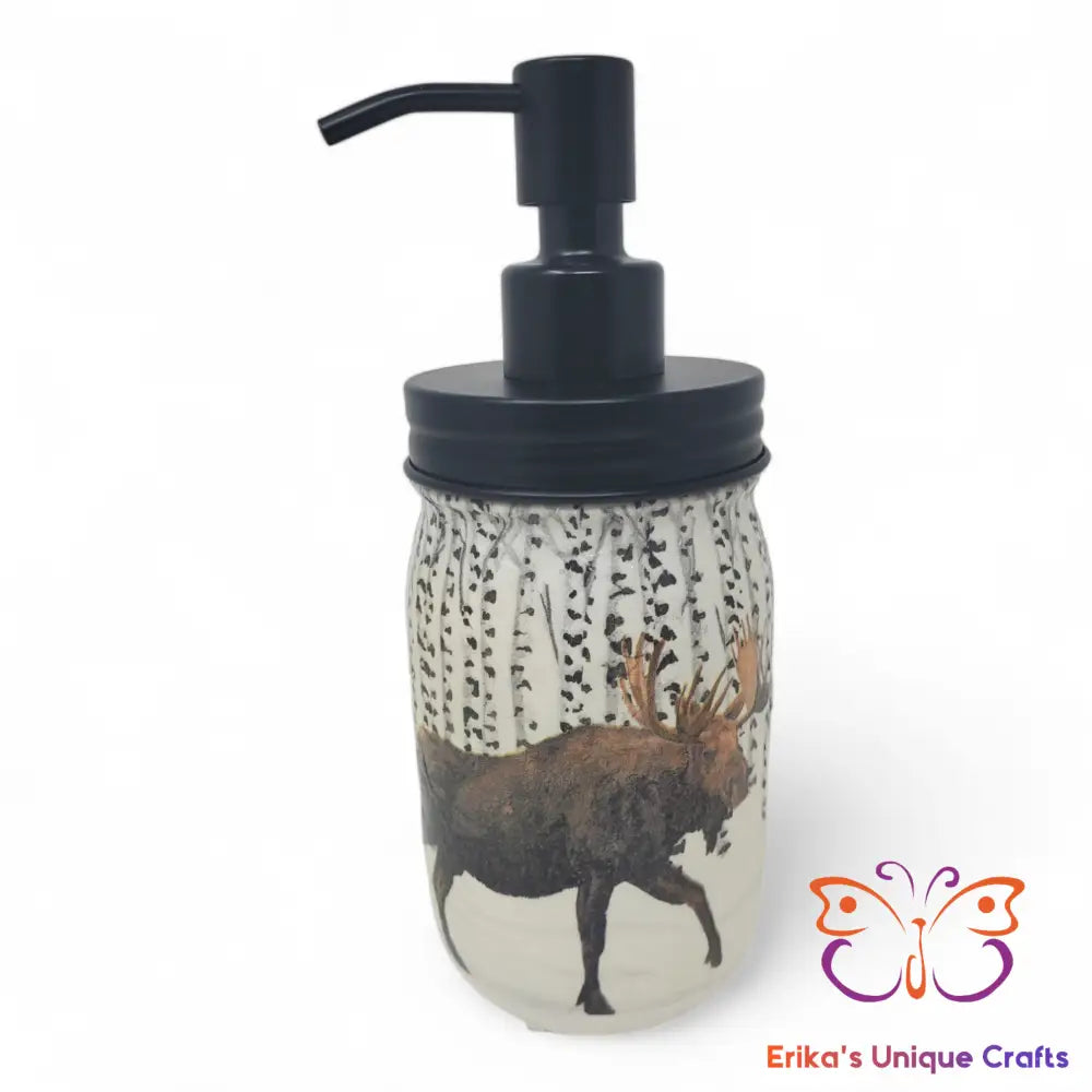 Winter Moose Mason Jar Soap Dispenser Mason Jar