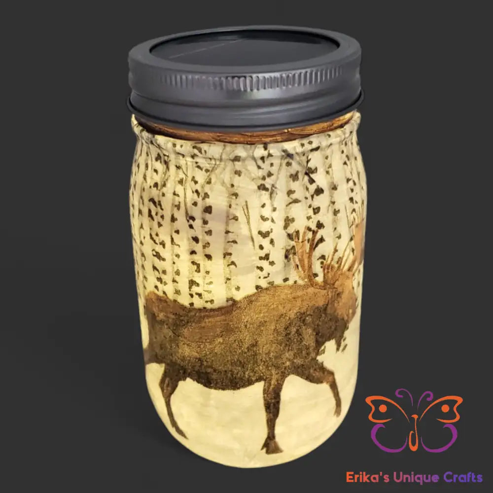 Winter Moose Mason Jar Solar Lights Mason Jar