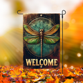Welcome Dragonfly Garden Flag