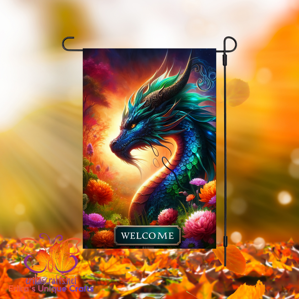 Welcome Dragon Garden Flag