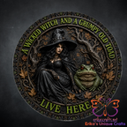 Wicked Witch and Grump Toad Metal Halloween Metal Door Sign