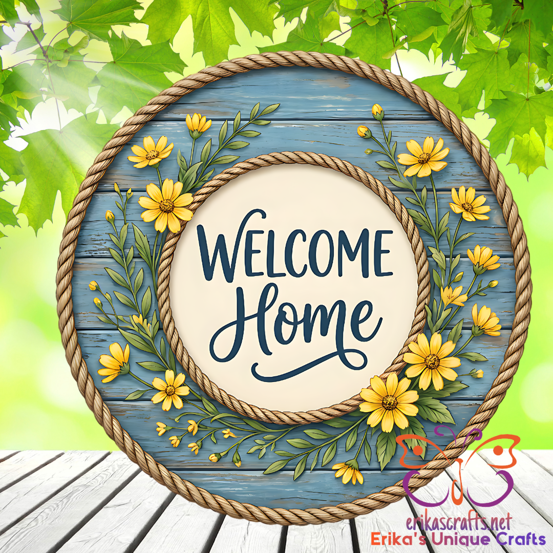 Yellow Flowers Welcome Home Door Sign