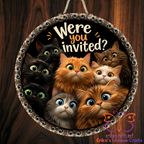 Were You Invited Cats Round Metal Door Sign