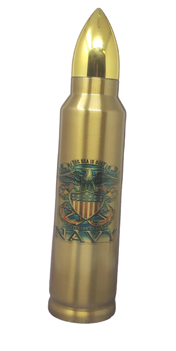 Navy The Seas Is Ours Bullet Thermos - Erikas Crafts