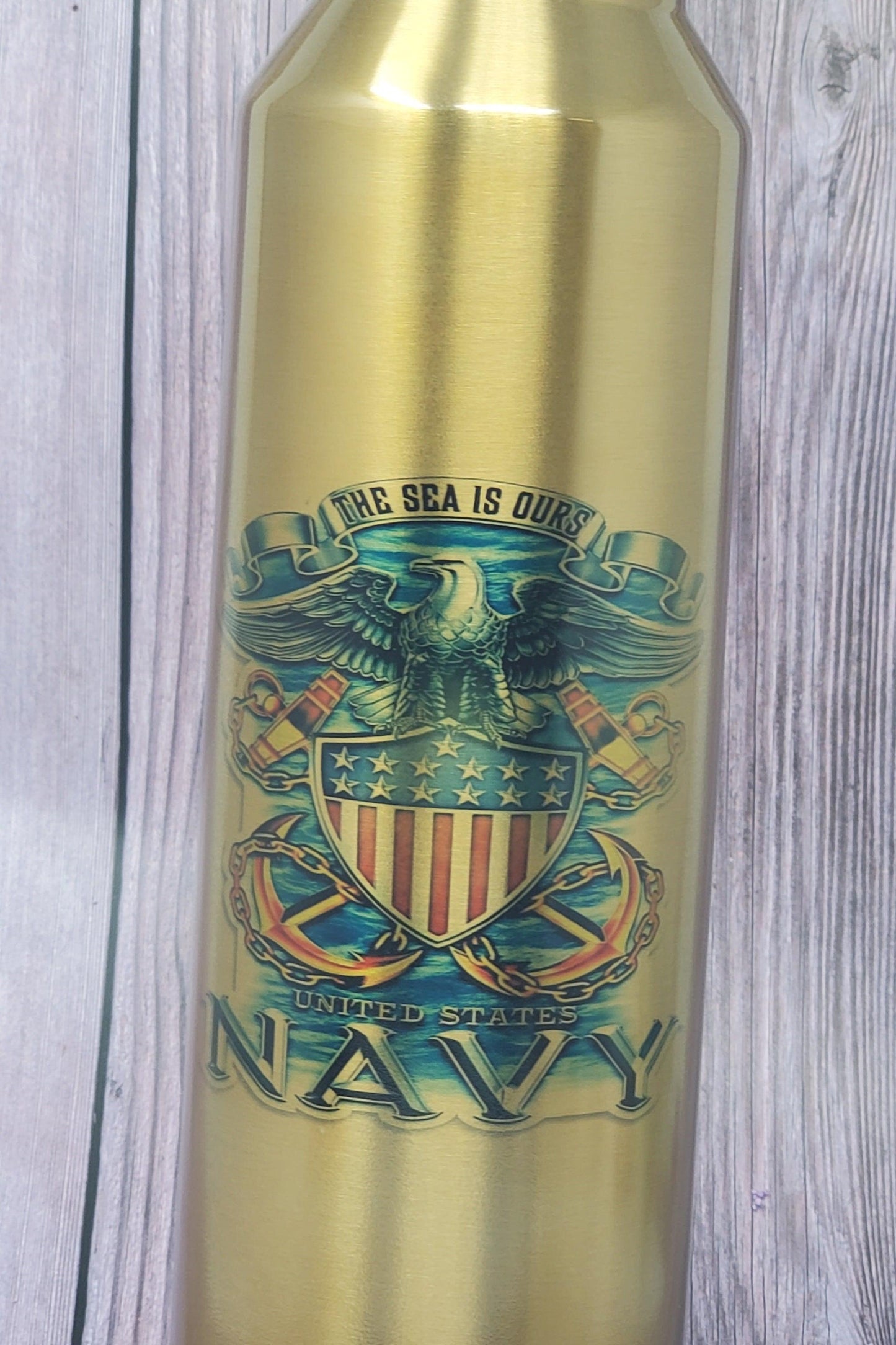 Navy The Seas Is Ours Bullet Thermos - Erikas Crafts