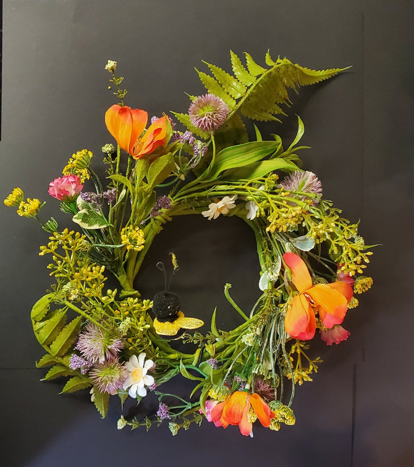 Summer Flowers and Bee Candle Wreath
