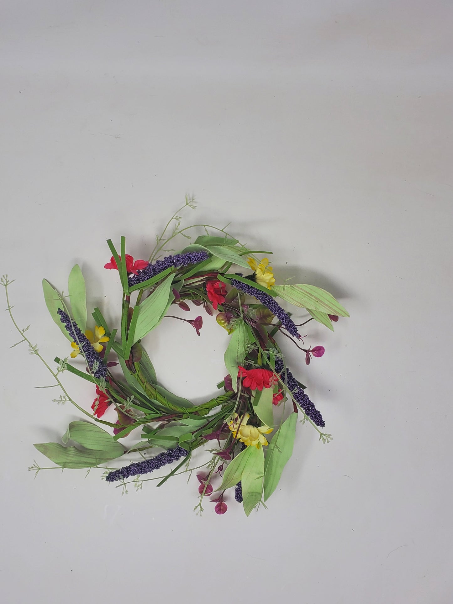Spring Daisy Mix Candle Ring Wreath 3.5"