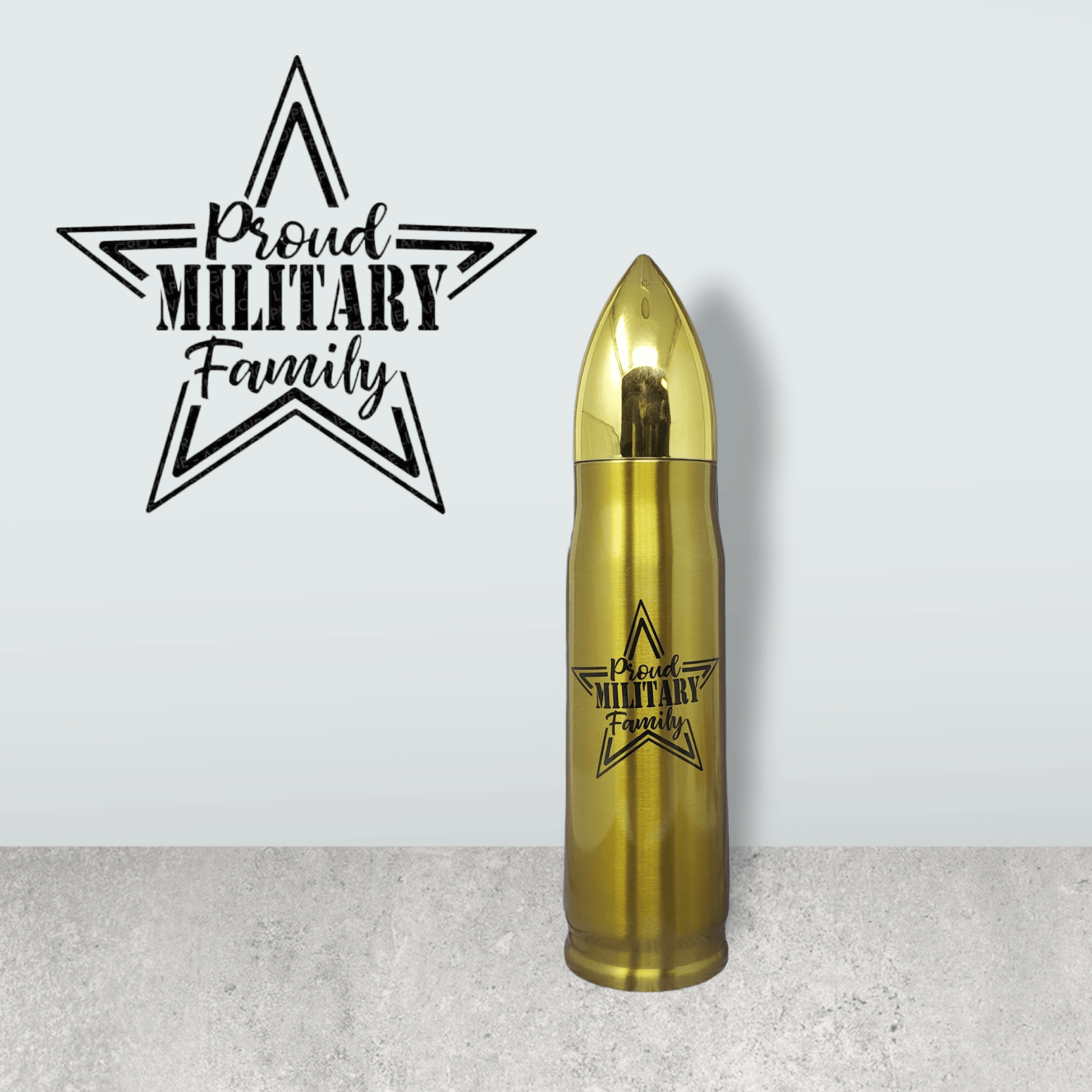 Proud Military Family Bullet Thermos - Erikas Crafts