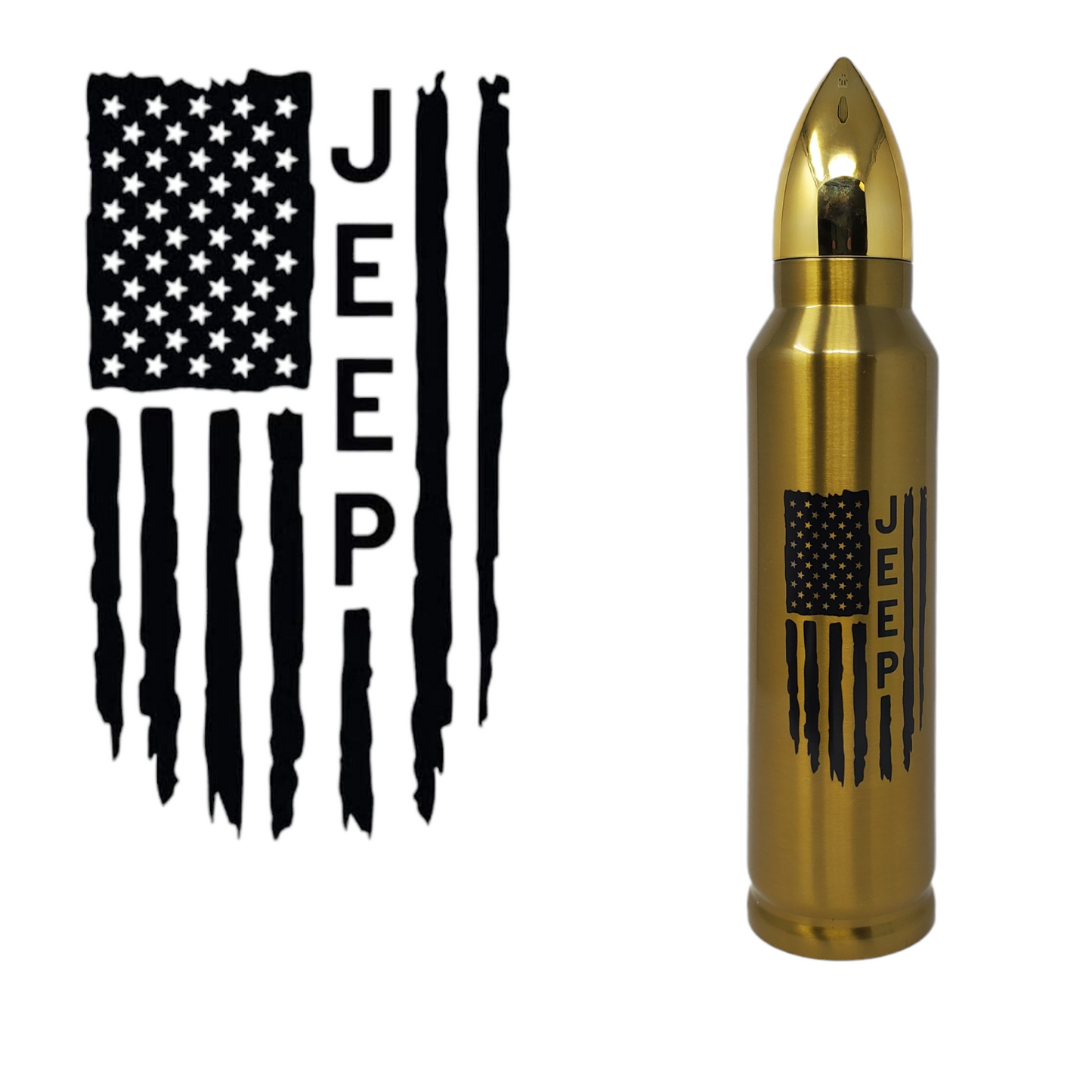 Jeep American Flag Bullet Thermos - Erikas Crafts