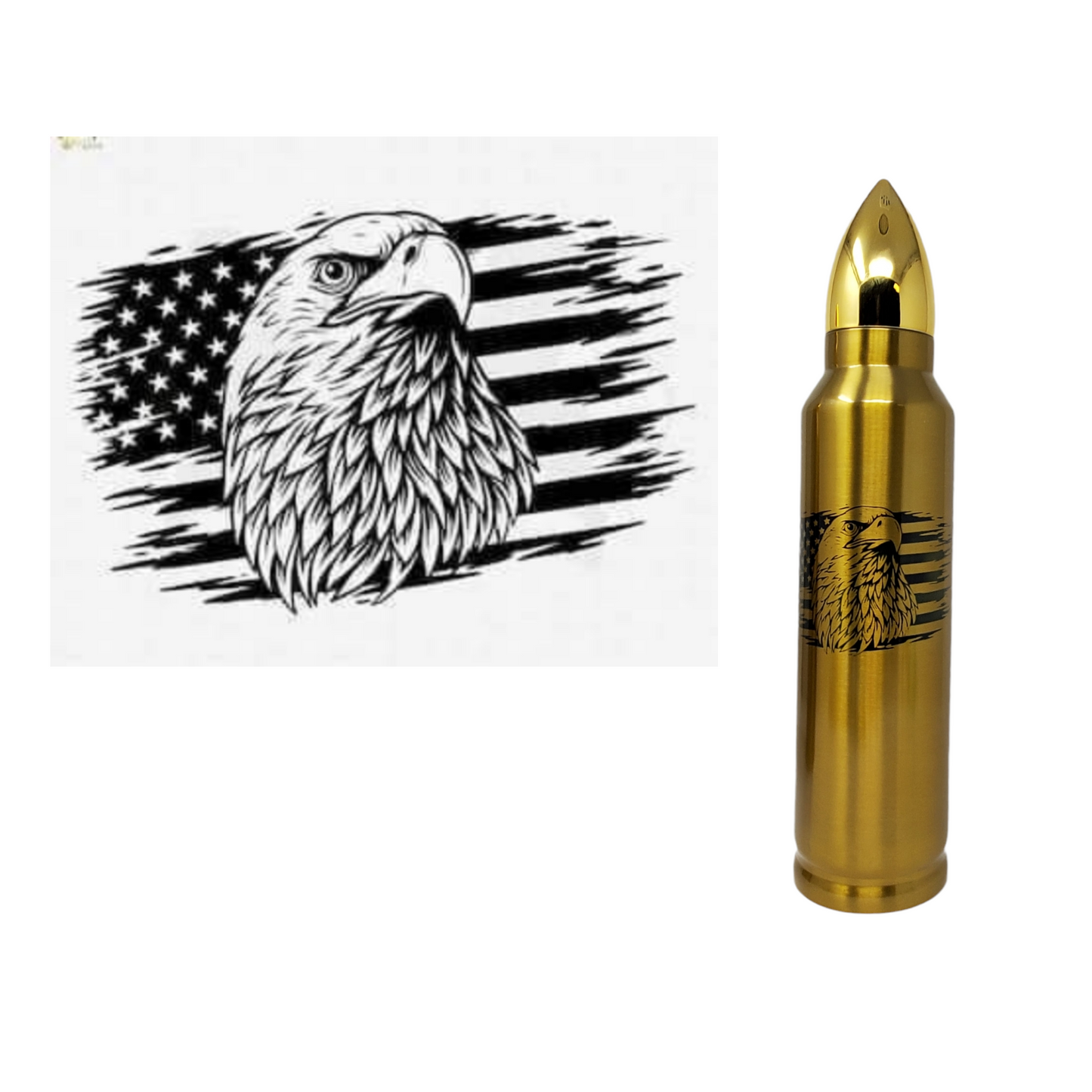 American Eagle and Flag Bullet Thermos