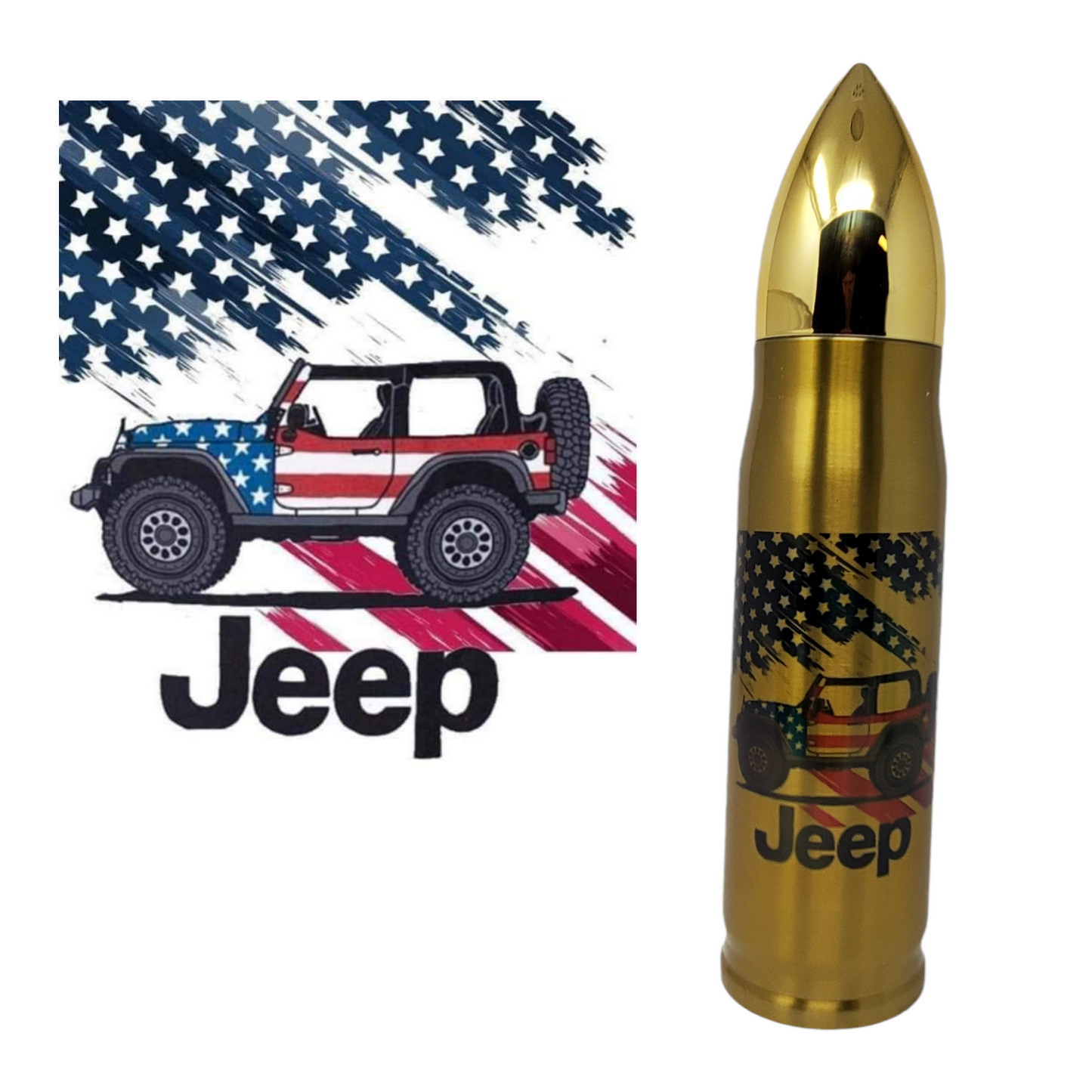 4x4 Wrangler American Flag Bullet Thermos